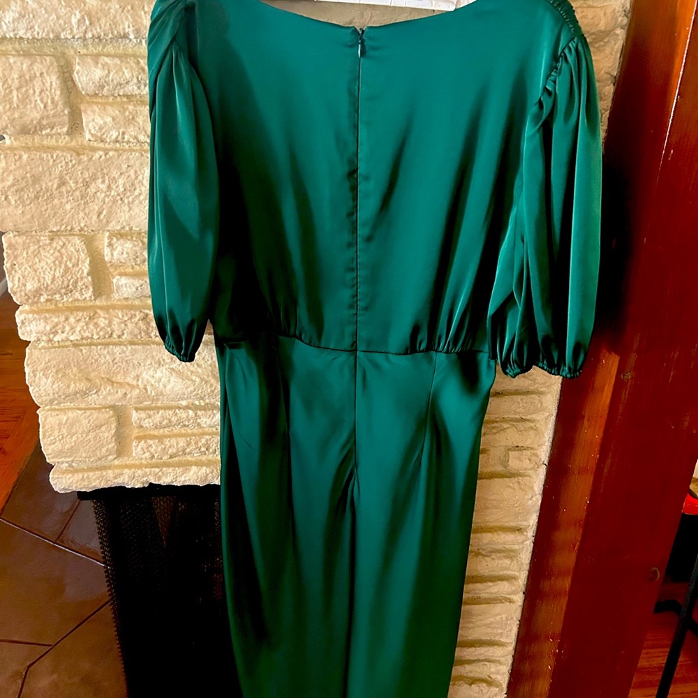 Alexia Admor Green Wrap Dress with Bishop Sleeves